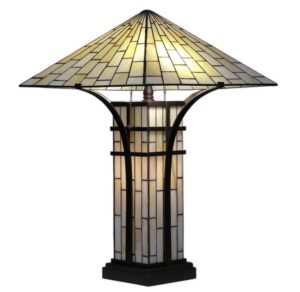 Tiffany-style Mission 2-Light Ivory Table Lamp